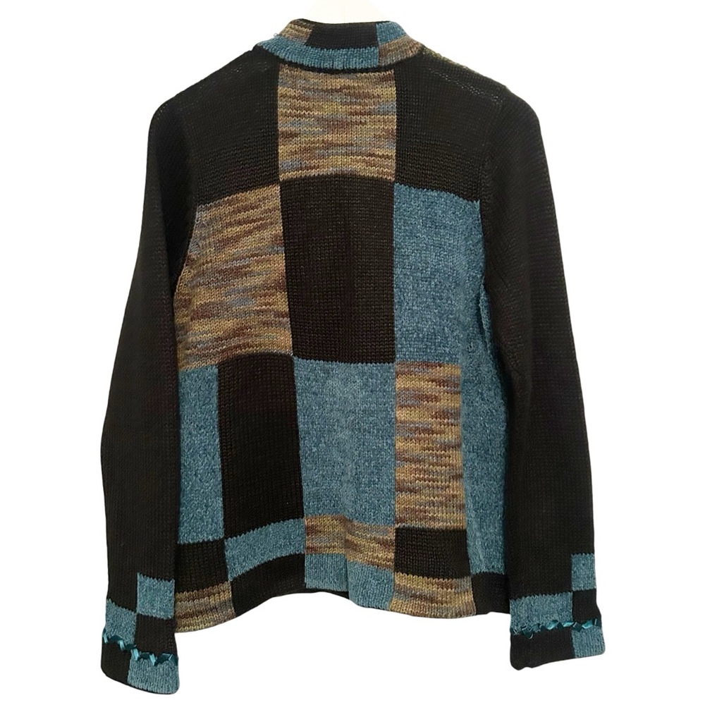 Vintage Patchwork Knit Jacket Blazer Cardigan - image 8